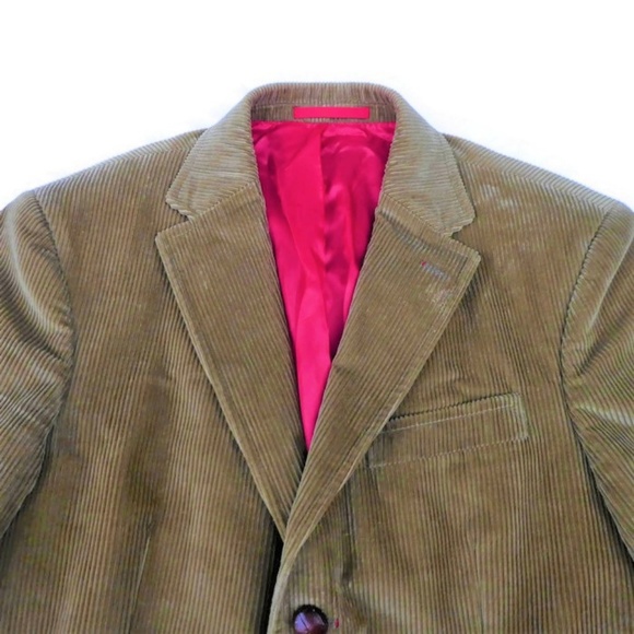 Carolina Herrera Blazer Sports Coat Corduroy Lambskin Elbow Patches Logo - Picture 6 of 8